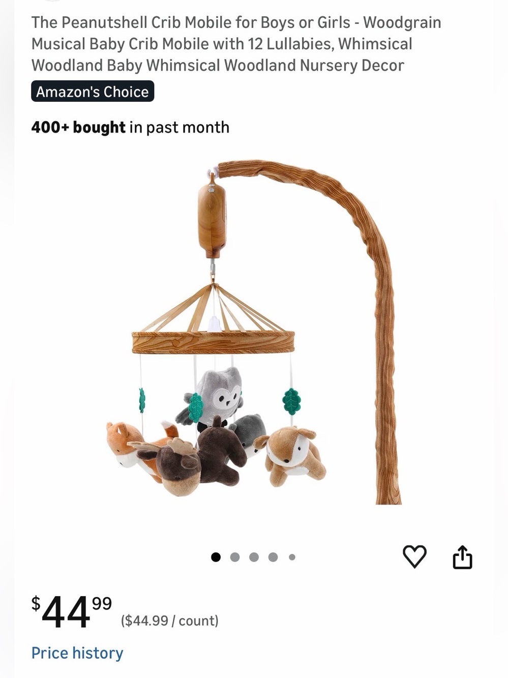 Musical Woodland Animal Crib Mobile